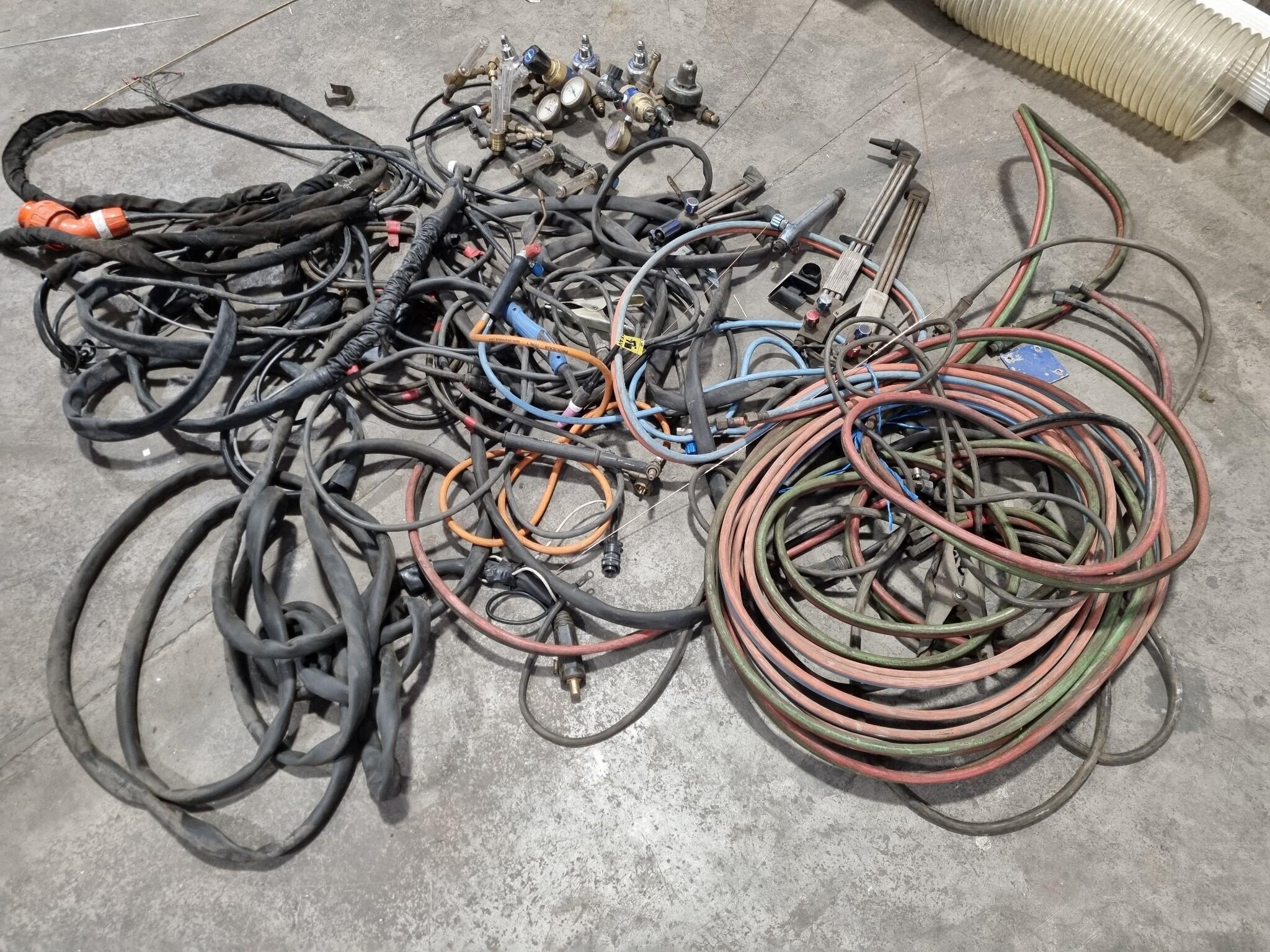 Assorted Welding Hoses, Cables, Torches, Regulators