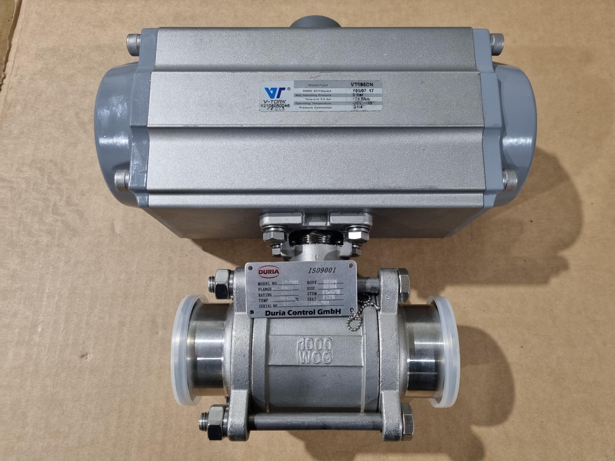 V-Tork Double Acting Pneumatic Actuator & Duria Control Valve, New