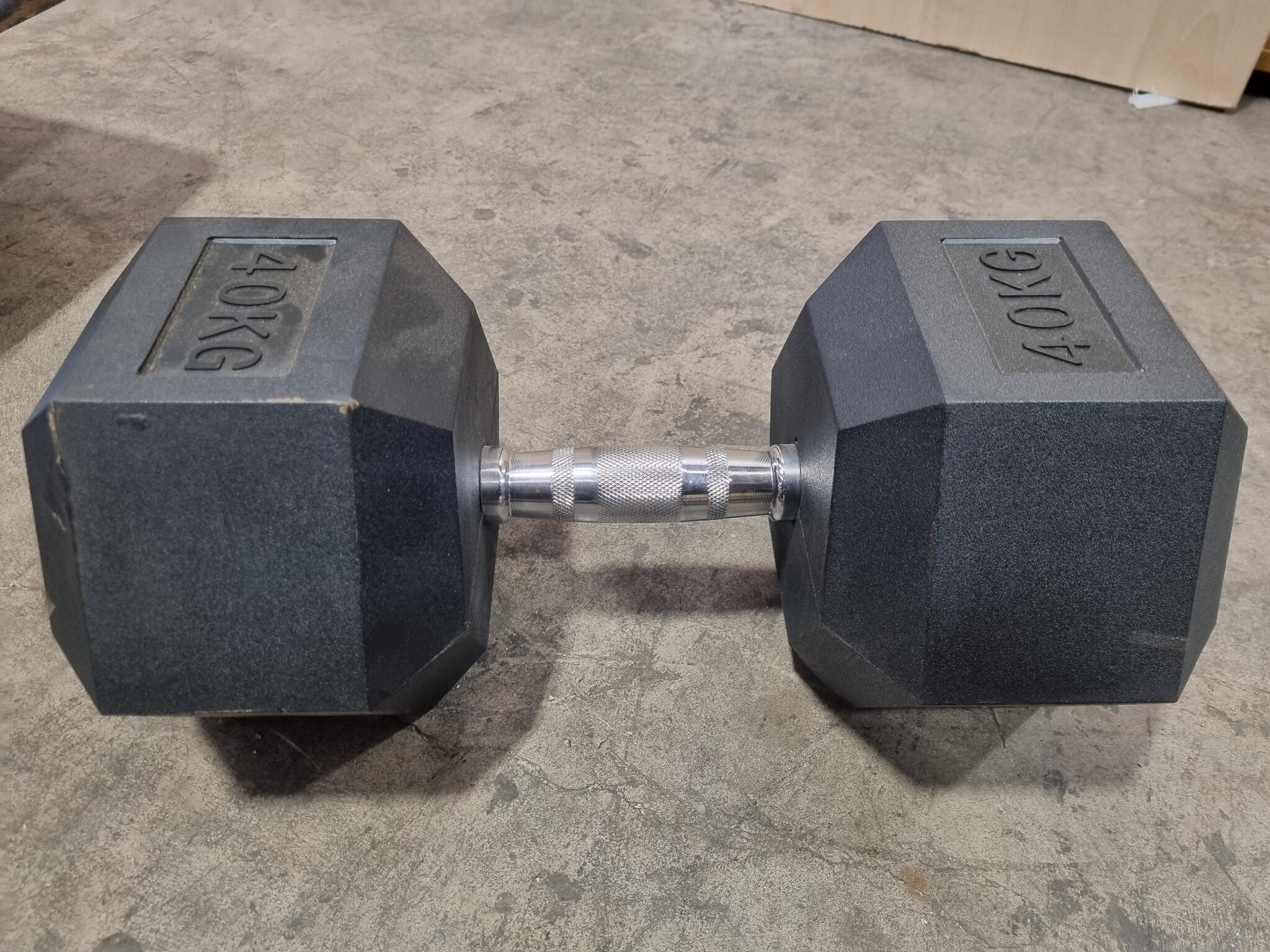 40kg Hex Rubber Dumbell by XLR8