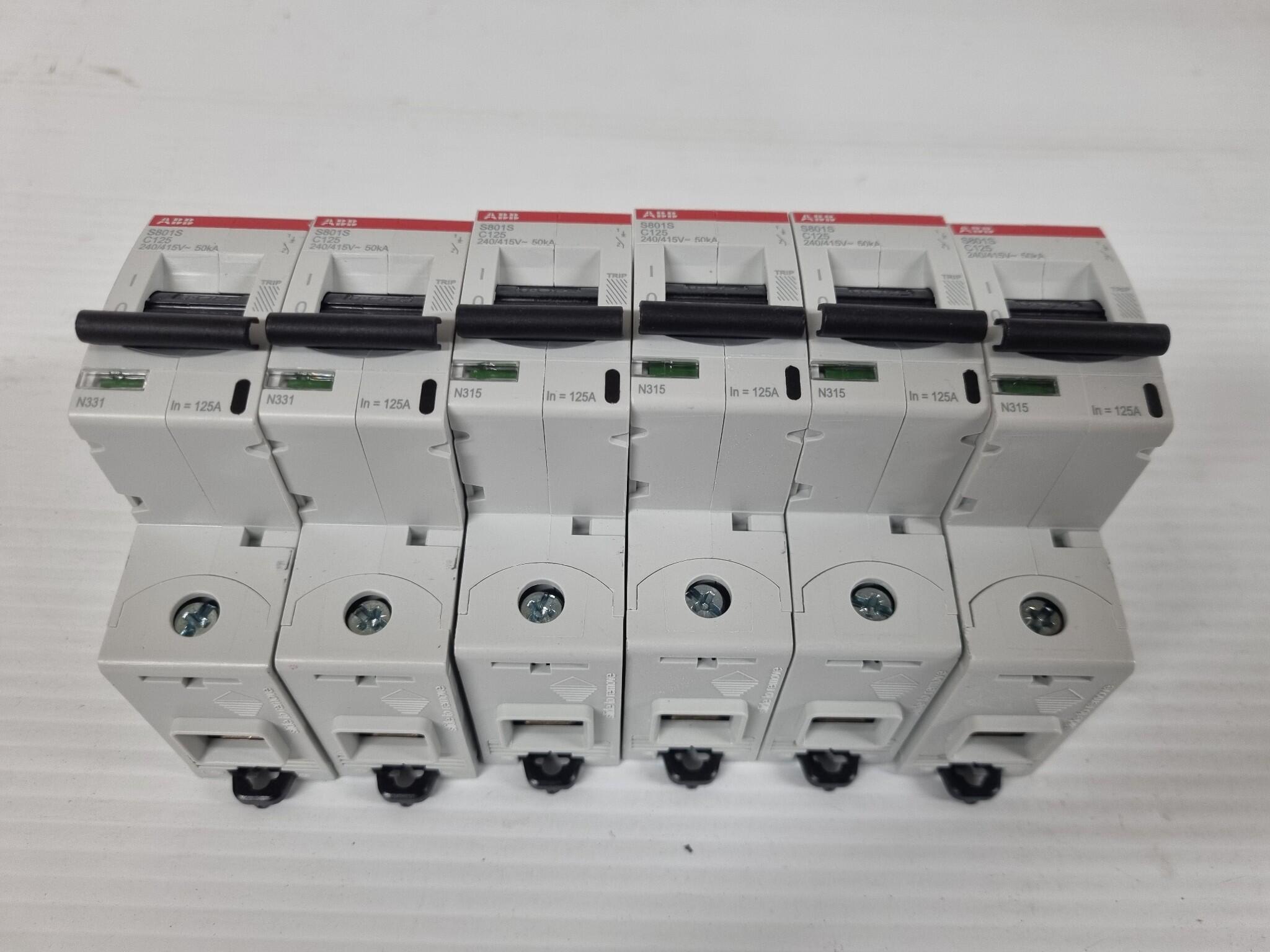 6x ABB MCB Circuit Breakers S801S C125