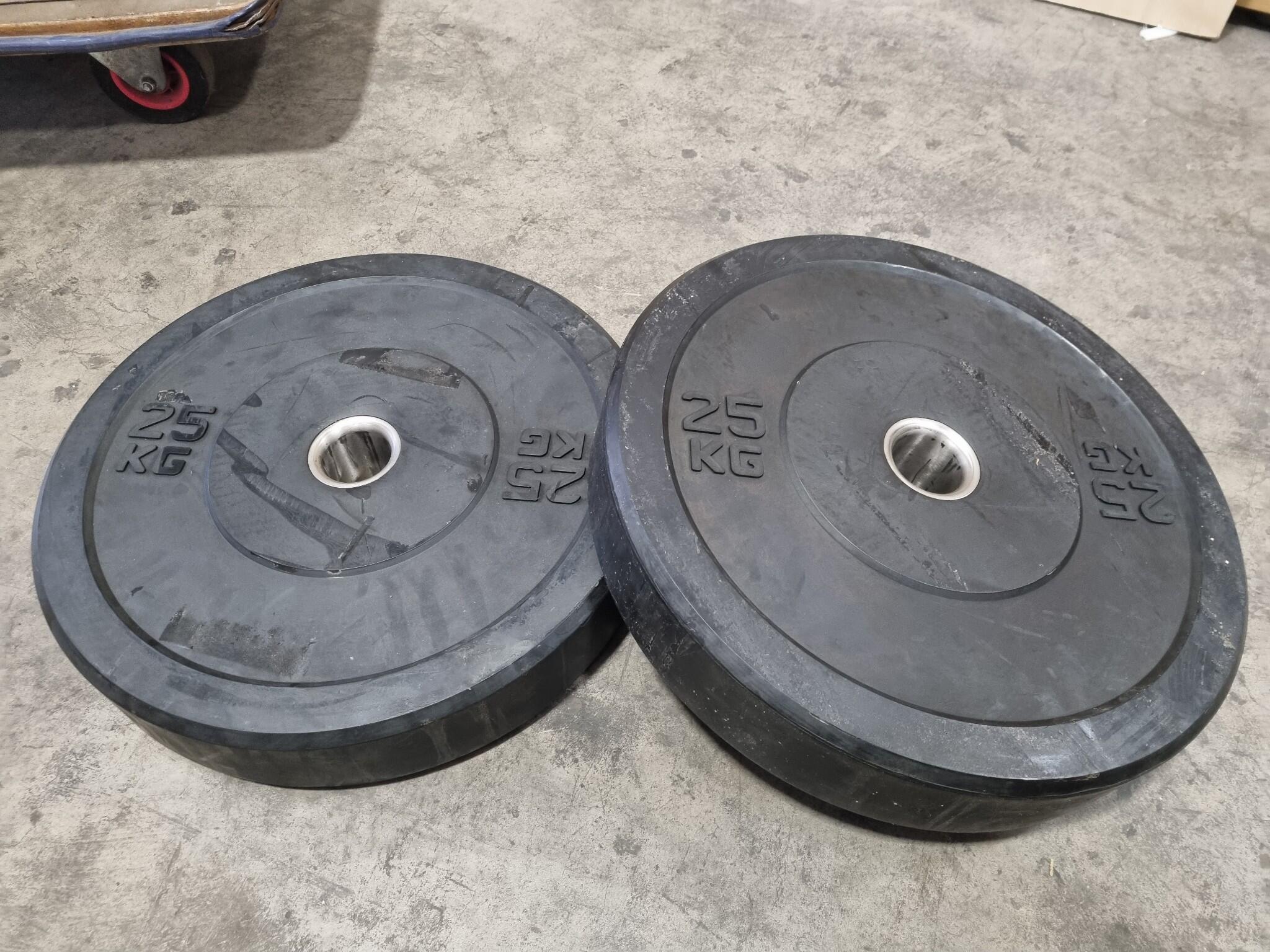 2x 25kg Black Bumper Weight Plates by XLR8