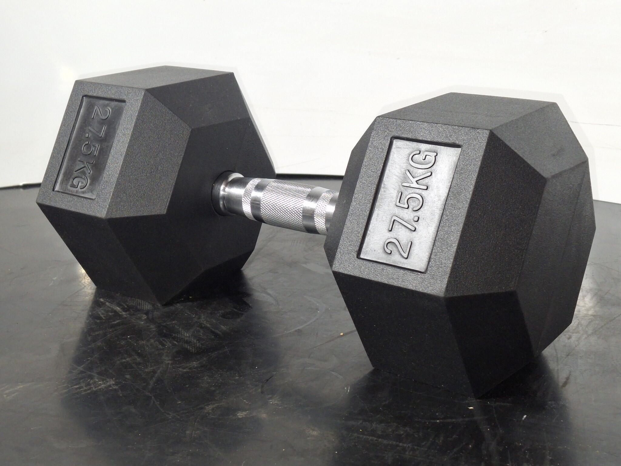 XLR8 Hex Rubber Dumbbell - 27.5kg