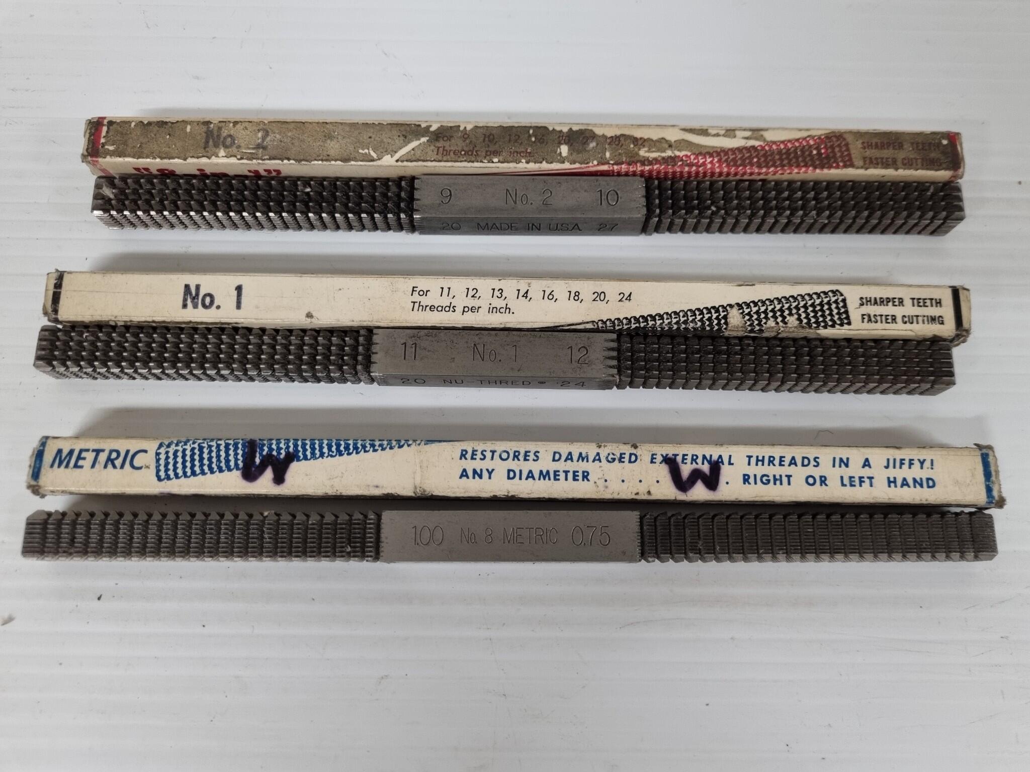 3x Vintage Thread Restoring Files by Jaw Manufacturing Co