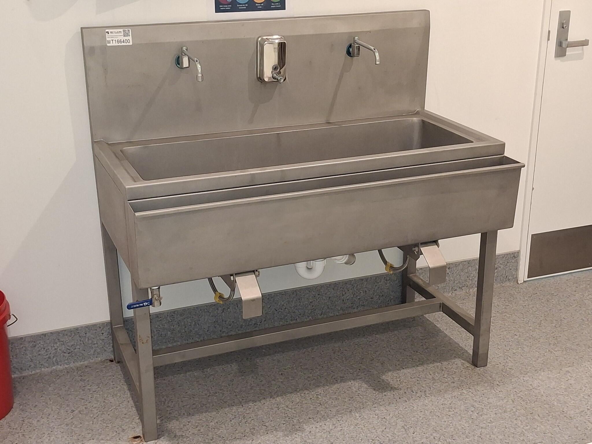 Stainless steel double tap wash trough