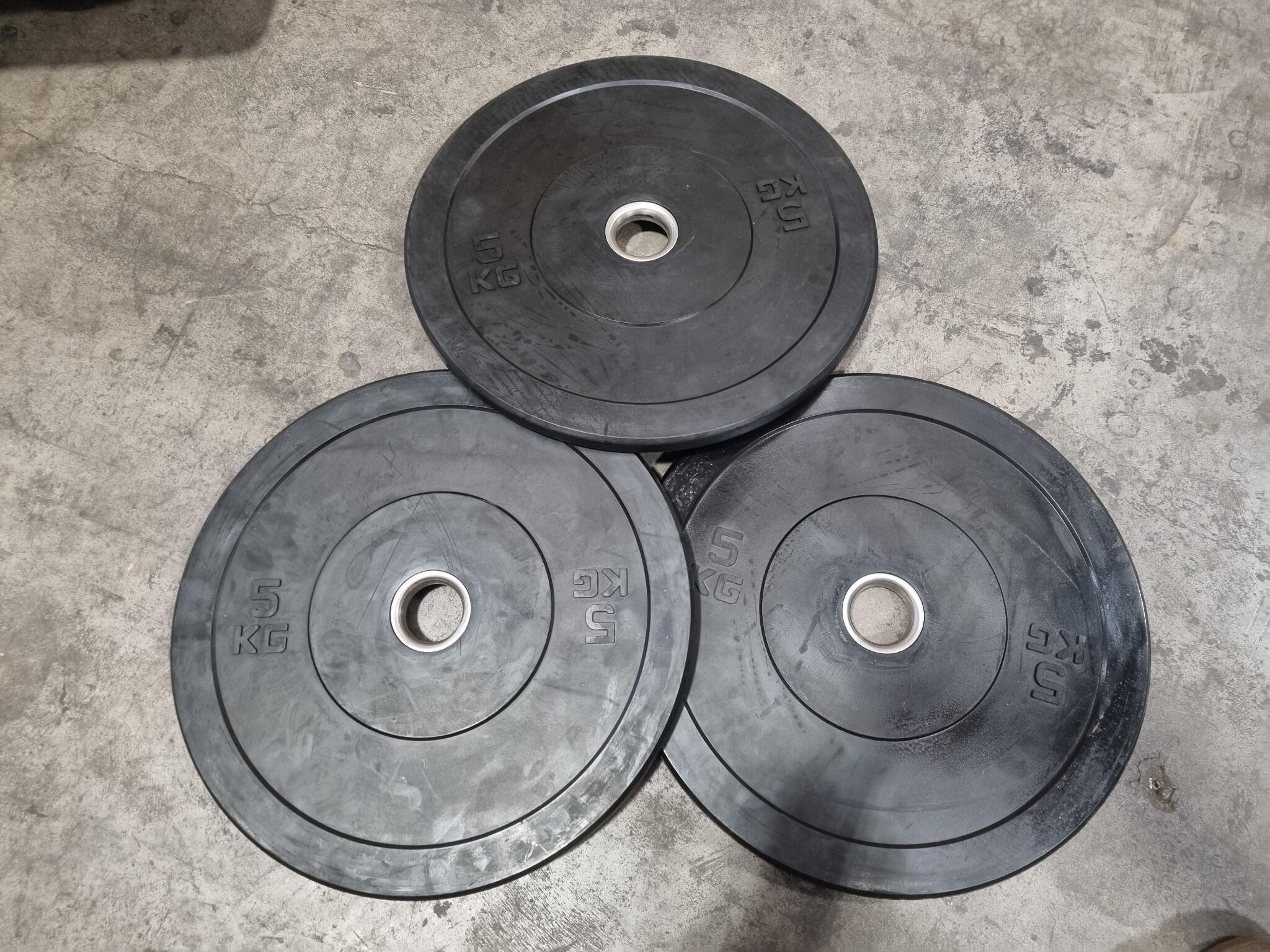 3x 5kg Black Bumper Weight Plates by XLR8