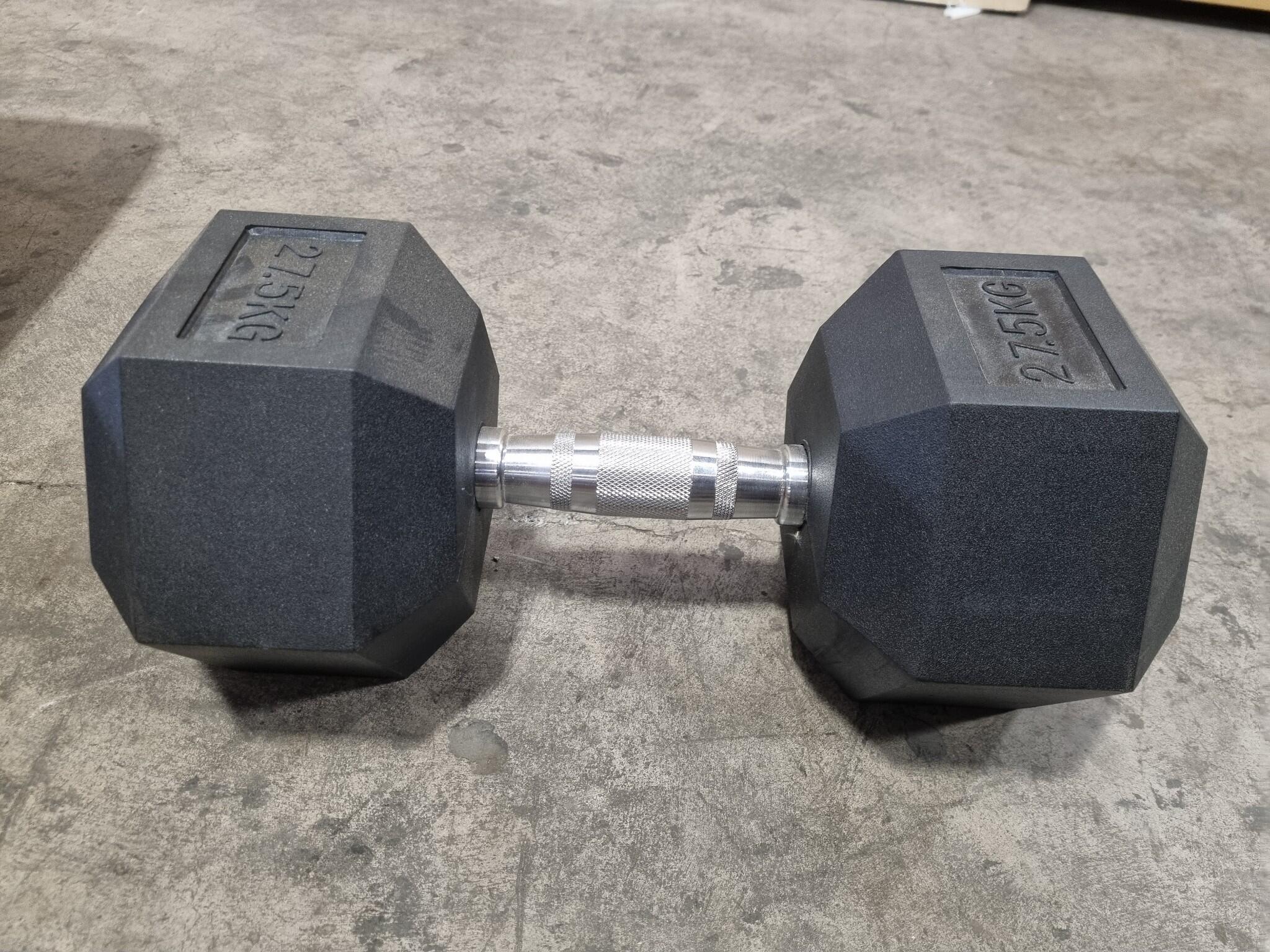 27.5kg Hex Rubber Dumbell by XLR8