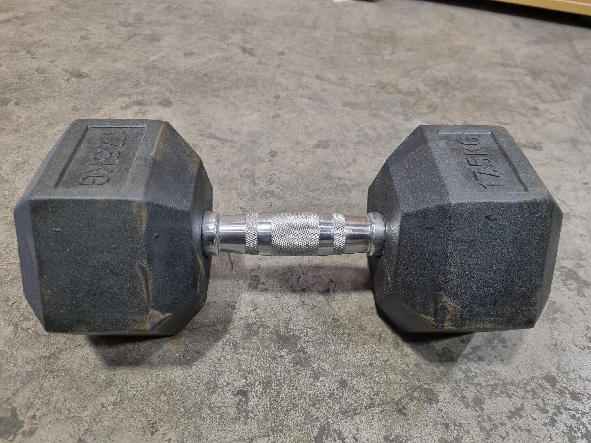 17.5kg Hex Rubber Dumbell by XLR8