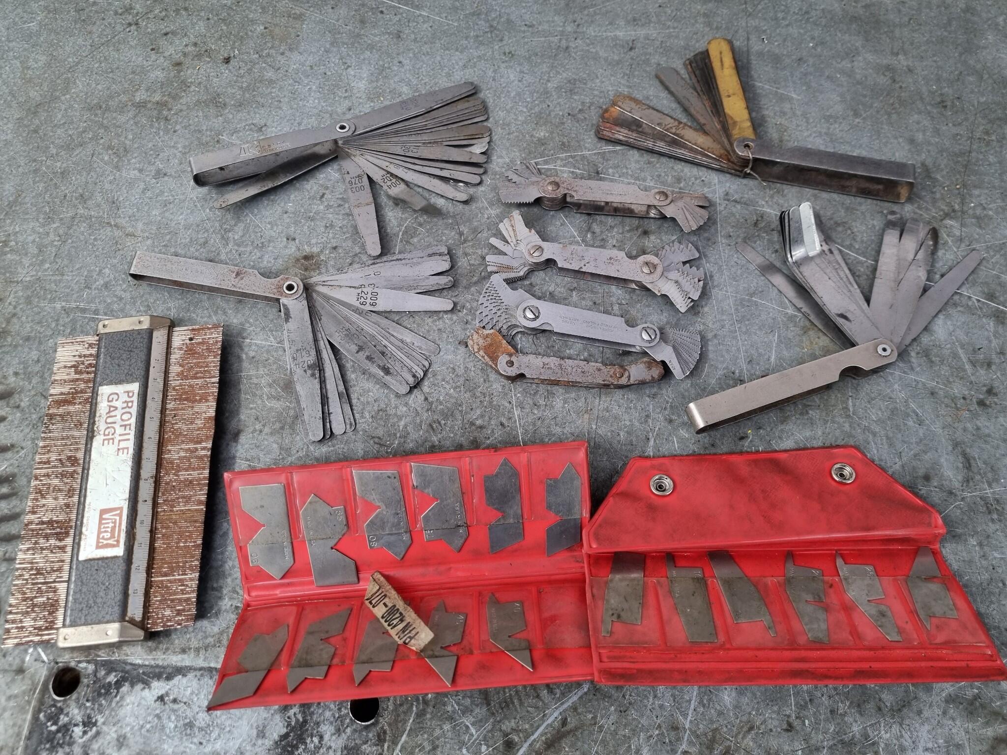 Assorted Feeler, Thread Pitch, Angle, & Profile Gauges