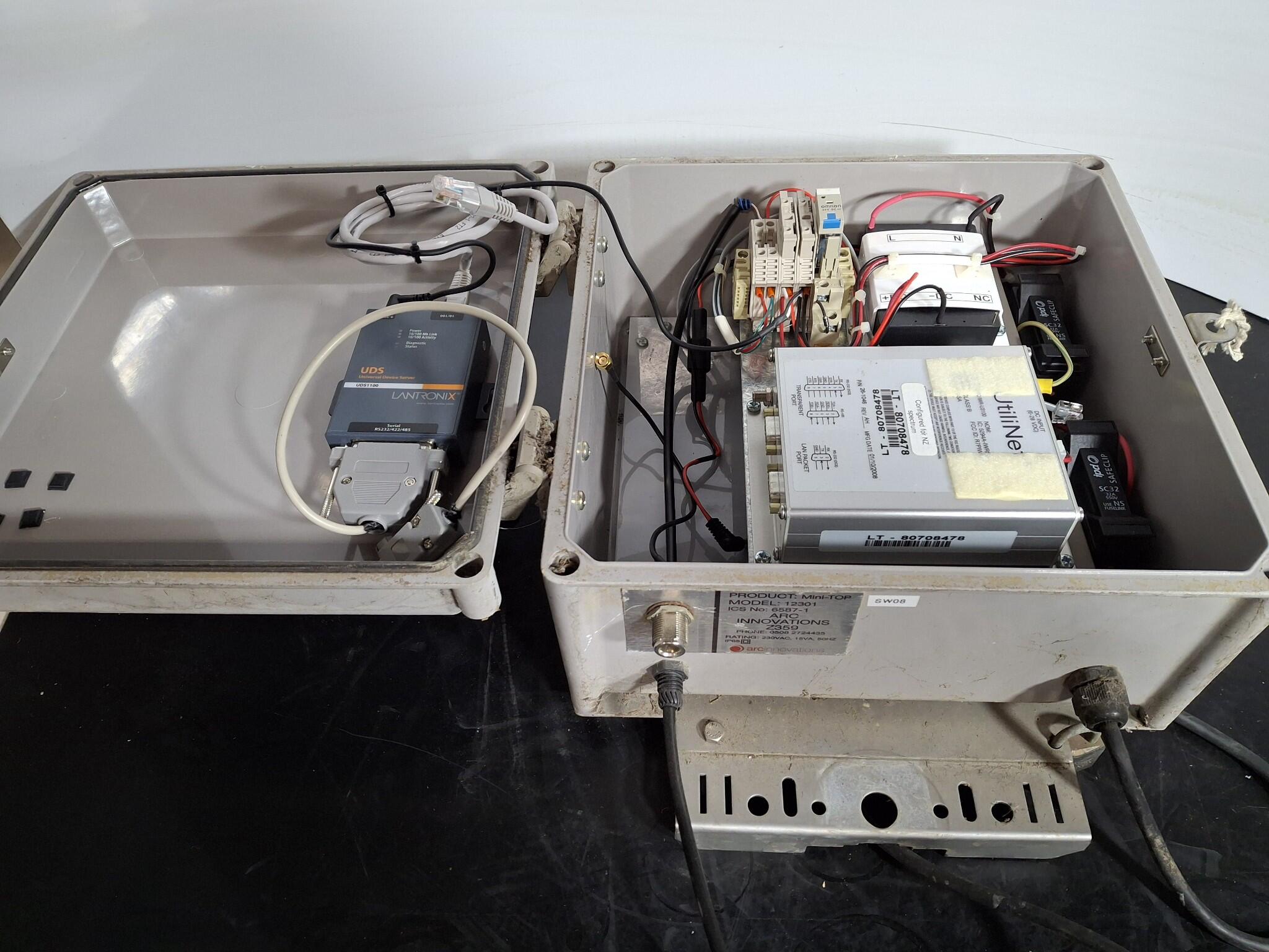 Lantronix UDS1100 and JTILNet LT-180708478 in enclosure
