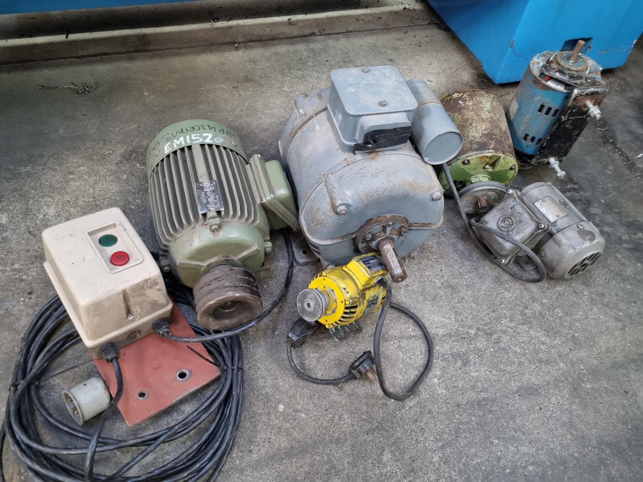 6x Electric Motors, 3-Phase & Single Phase Varieties
