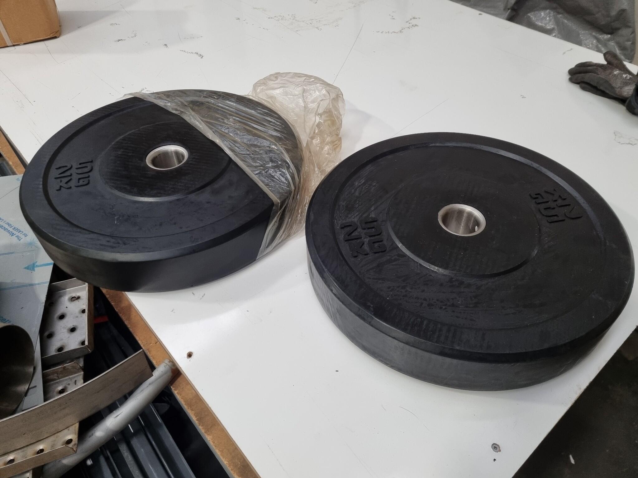 2x 25kg Black Bumper Weight Plates by XLR8