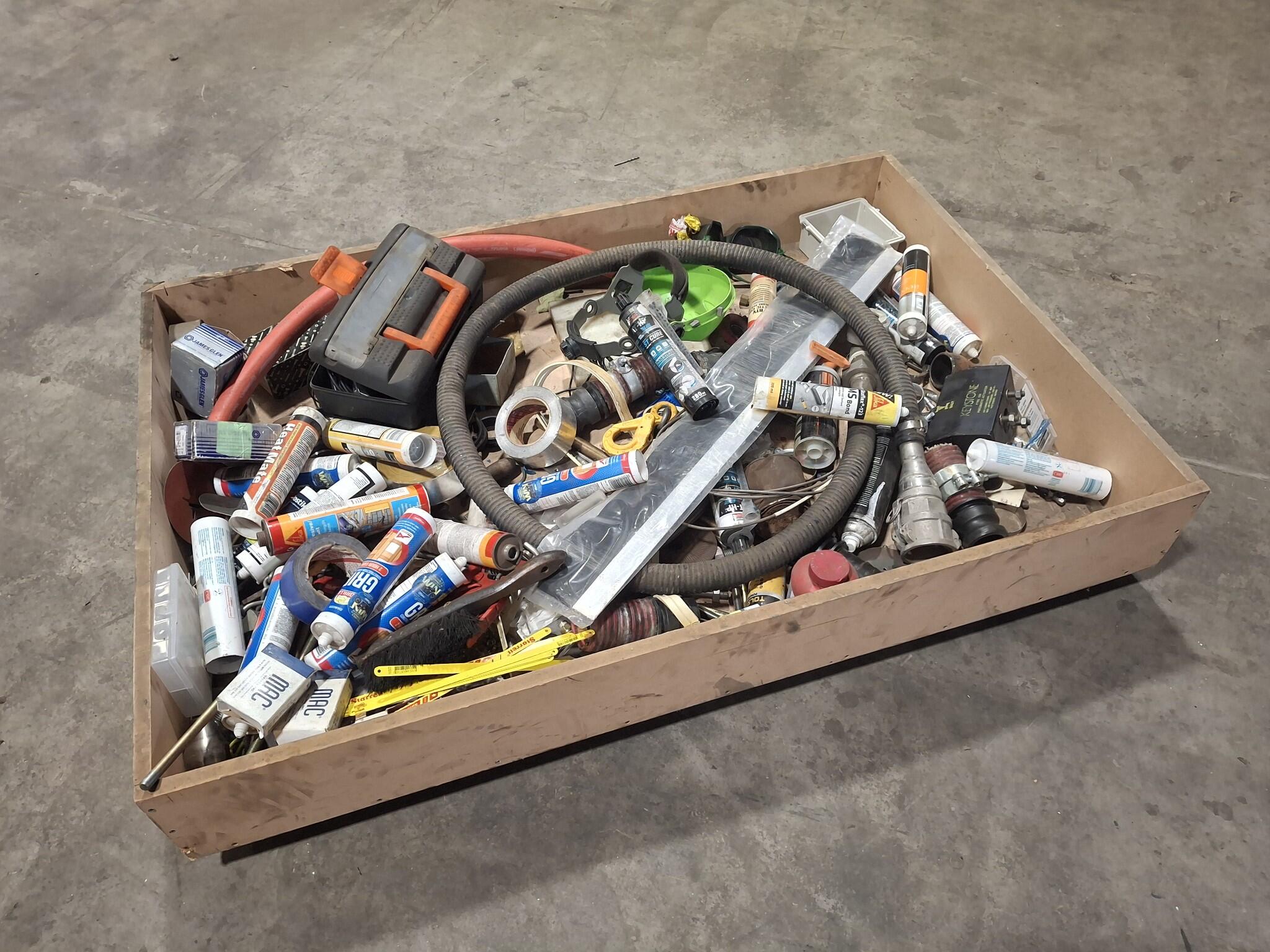 Large Rolling Storage Box and assorted contents