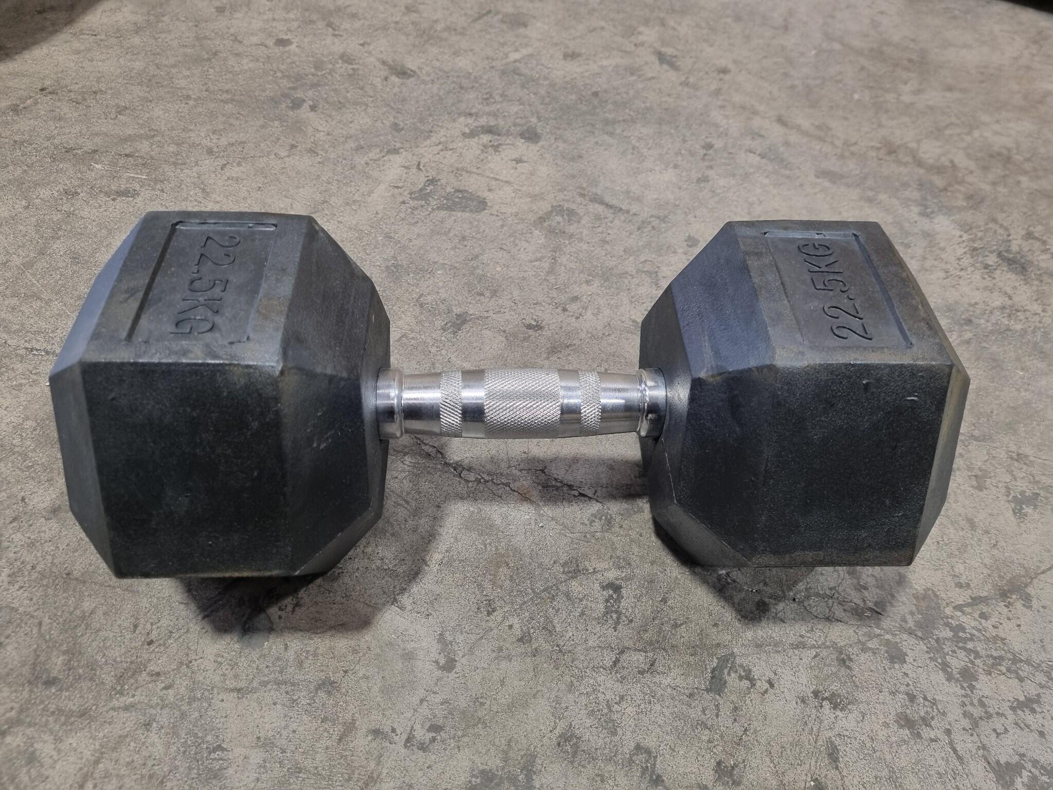 22.5kg Hex Rubber Dumbell by XLR8