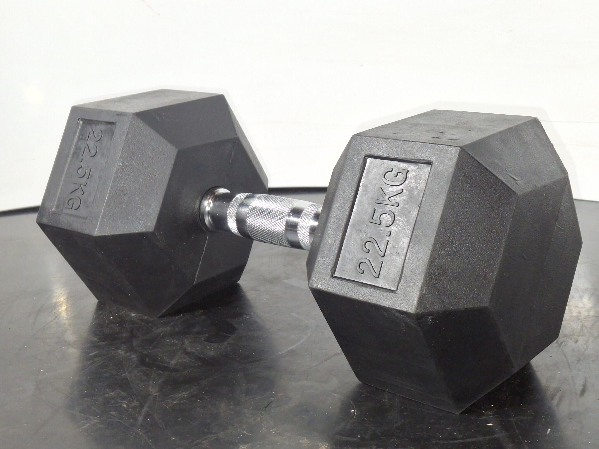 XLR8 Hex Rubber Dumbbell - 22.5kg