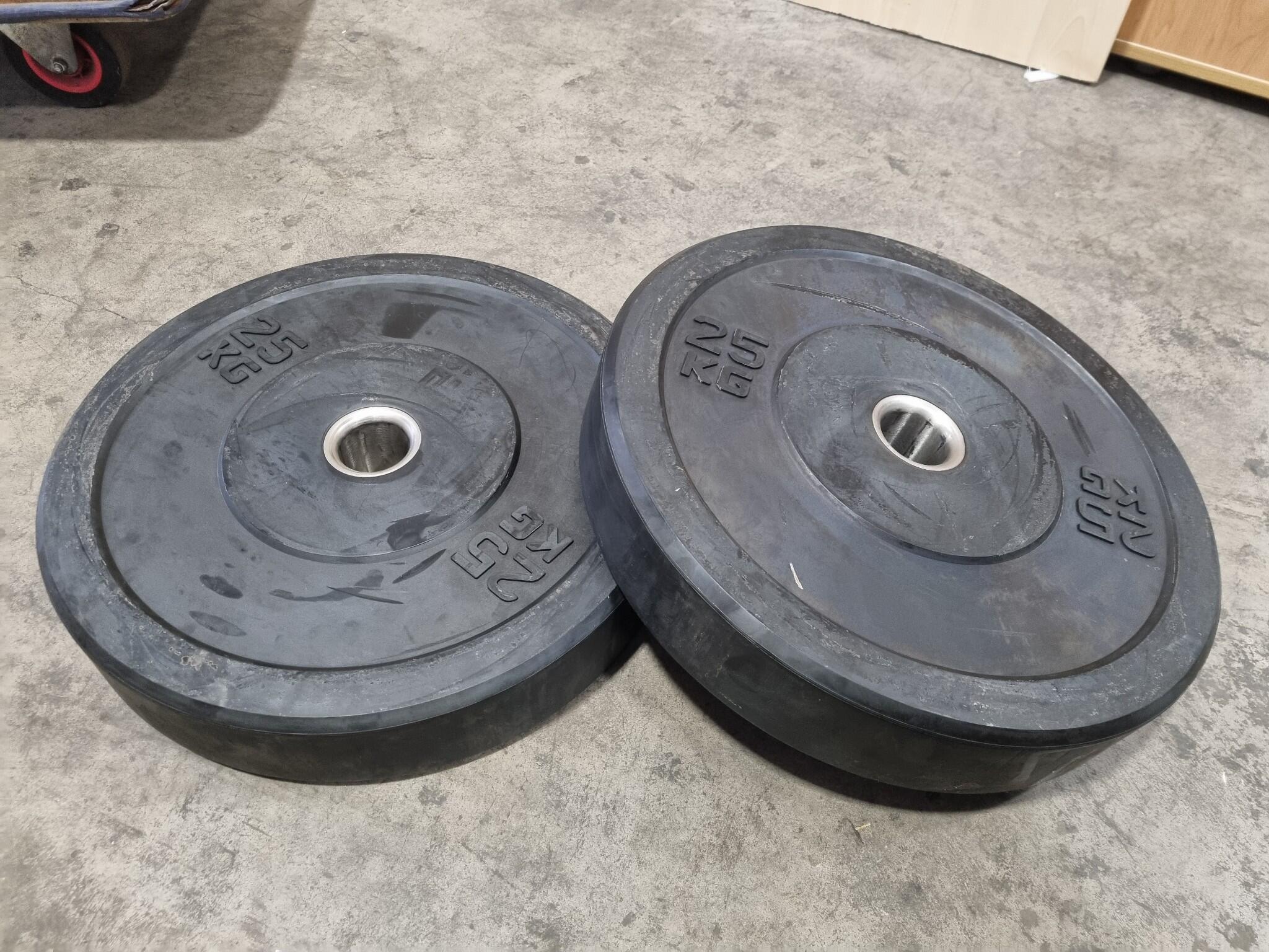 2x 25kg Black Bumper Weight Plates by XLR8