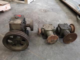 3x Vintage Worm Gear Reducers