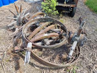 Antique Wagon Wheel Components, Axle, Rims