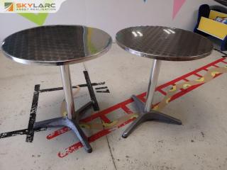 2x Small Circular Aluminium Cafe Tables