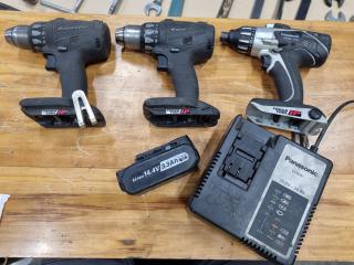 3x Panasonic 14.4V Drill Drivers + 1x Battery & Charger