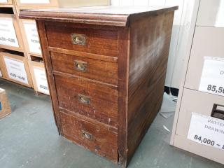 Vintage Antique Oak Office Drawer Unit