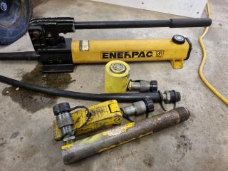 Enerpac Hydraulic Pump w/ 3x Hydraulic Cylinder Attachments