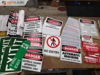 Assorted Lot of Industrial Danger Safety Stickers & Signage