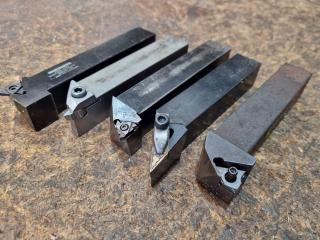 5x Assorted Lathe Turning Tools, 25x25mm Shank size