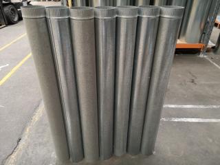 7x Galvanised Steel Duct Flues, 125x1200mm Size