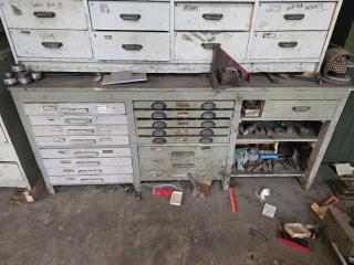 Vintage Wooden Cabinet and Contents