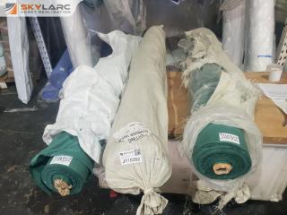 3 Rolls of Green Sheeting Fabric