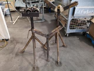 Pair of Heavy Duty Industrial Material Support Roller Stands