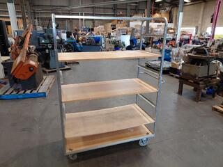 Metal Frame Trolley with Wooden Shelves