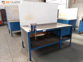 Heavy Duty Steel Workshop Workbench w/ Built in Storage