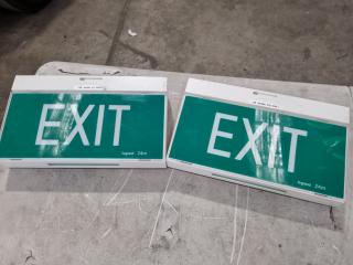 2x Legrand LED Exit Signs, Double Sided, Battery Backup