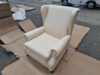 English Wingback Reproduction Armchair (Cream)