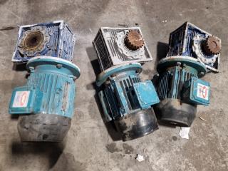 3x Electric Induction Motors w/ Worm Gearboxes