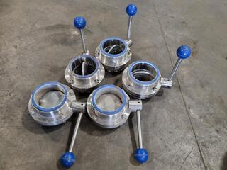 5x Stainless Steel Butterfly Valves
