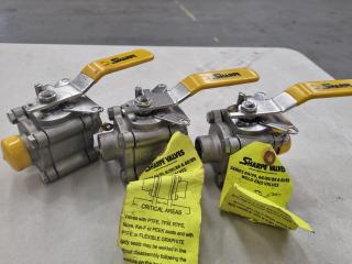 3x Sharpe 1" Stainless Steel Weld End Valves