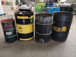 4x Assorted Steel & Plastic Industrial Barrels