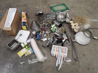 Assorted Commercial Kitchen Cutlery, Bowls, Utensils, & More