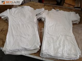 50x Plain White Long Length T-shirts / Nightshirts, Size Small Bulk Lot