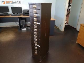 Vintage Steel Office 15-Drawer A3 Paper File Drawer Cabinet