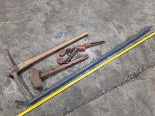 Pickaxe, Sledge Hammer, 1600mm Crowbar, Chain Load Binder