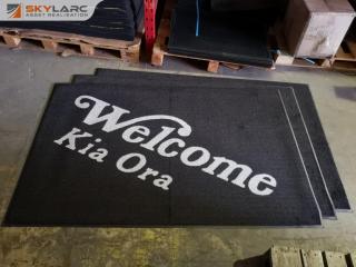 3x Carpeted Welcome Kia Ora Floor Mats, Commercial Grade, 1150x1800mm