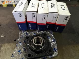 6x 4-Bolt Flange Bearing Units by LDK, New