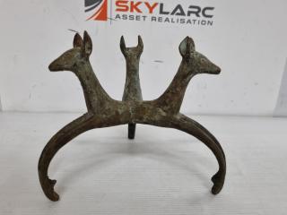 Deer Head Antique Brass Metal Scuplture