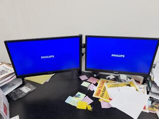 2x Philips 24" IPS Montors w/ Dual Monitor Desk Mount Stand