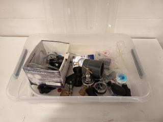 Plastic Container with Regulators and Associated Connectors 