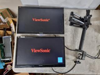 2x ViewSonic 22" Monitors w/ Dual Monitor Stand