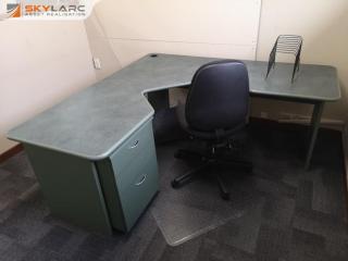 Office L-Shape Corner Workstation Desk w/ Mobile Drawer Unit & Chair